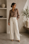 Women's Classic Long Sleeve Satin Blouse