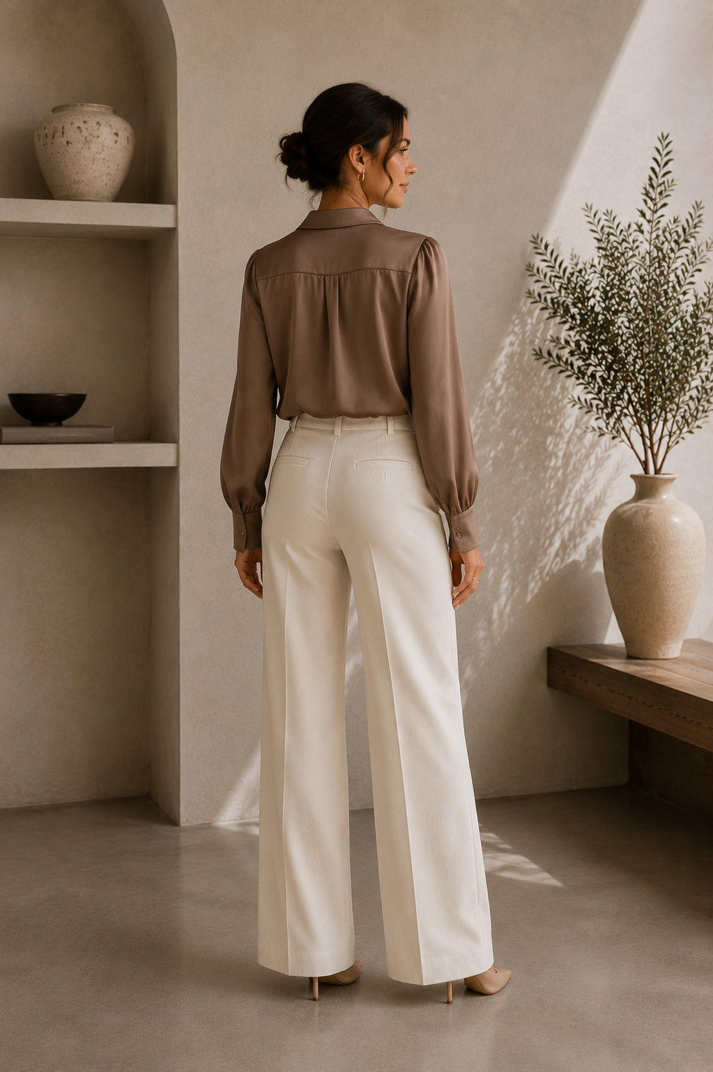 Women's Classic Long Sleeve Satin Blouse