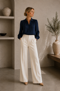 Women's Scalloped Button-Down Long Sleeve Blouse