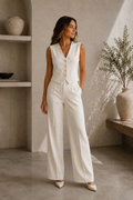 Women's Button-Down Vest and Pants Two-Piece Set