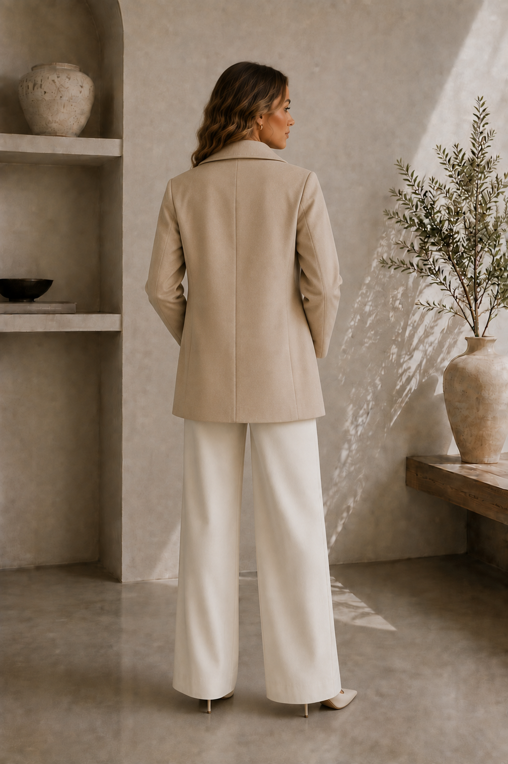 Women's Button-Down Long Wool Coat