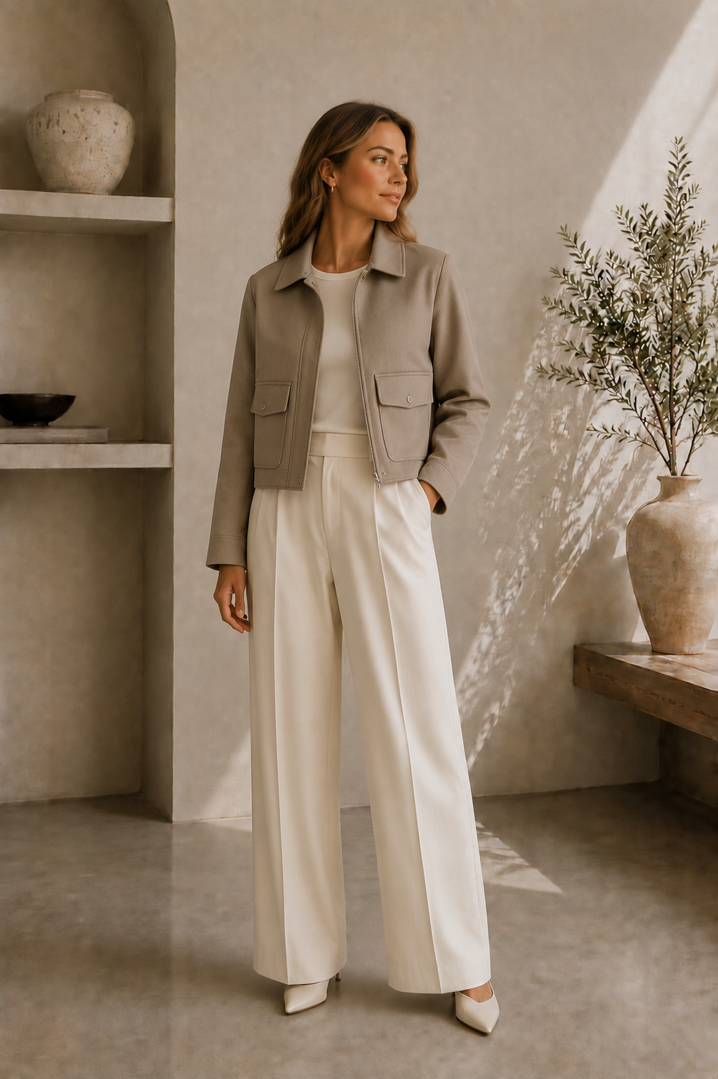 Women's Zipper-Front Short Jacket