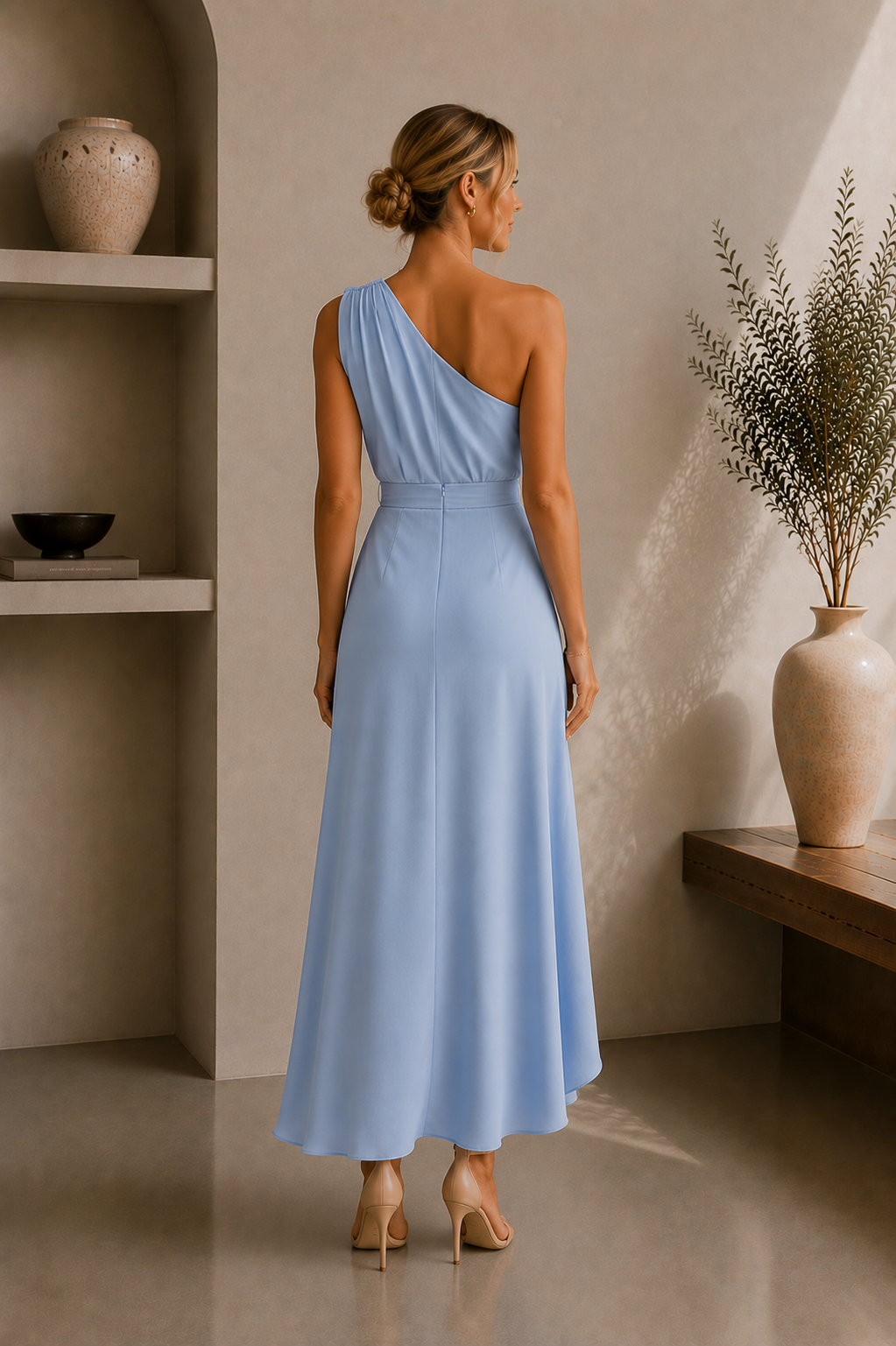 Women's One-Shoulder Ruffled Long Dress