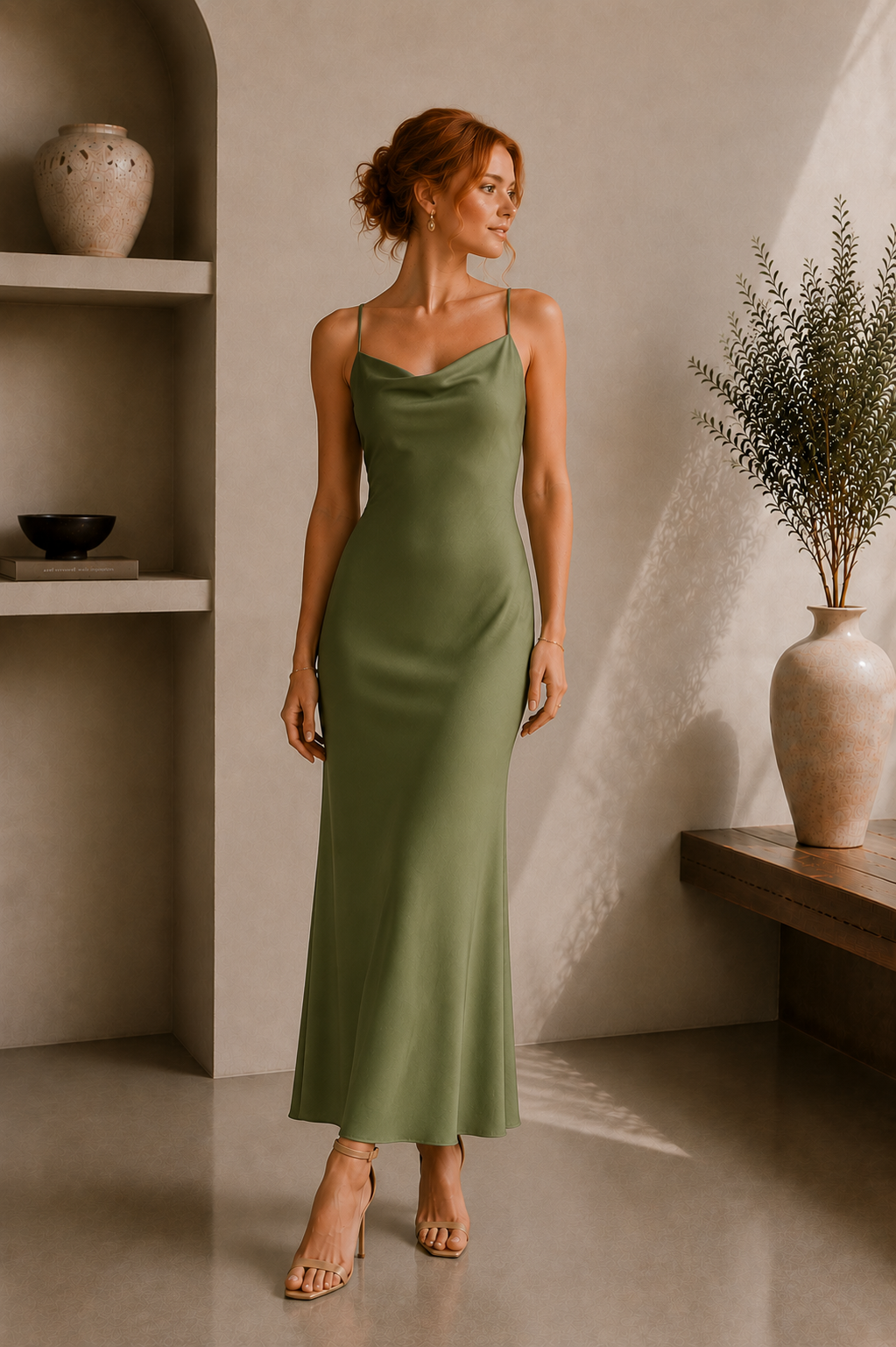 Women's Cowl-Neck Sleeveless Slip Dress