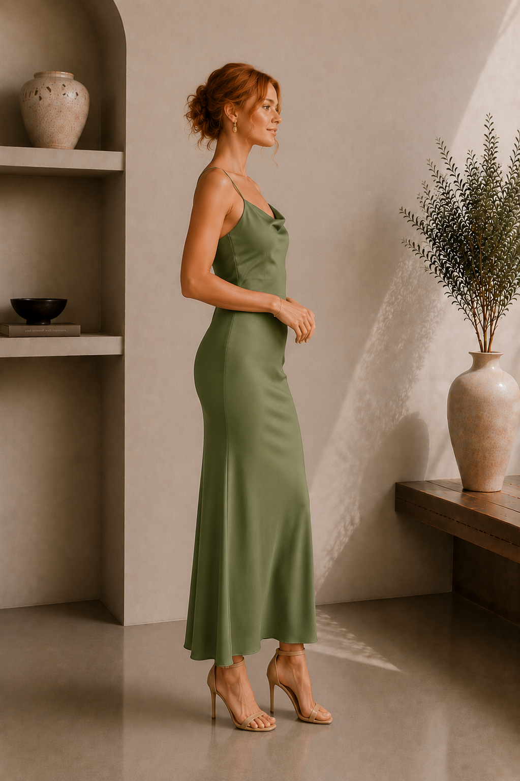 Women's Cowl-Neck Sleeveless Slip Dress